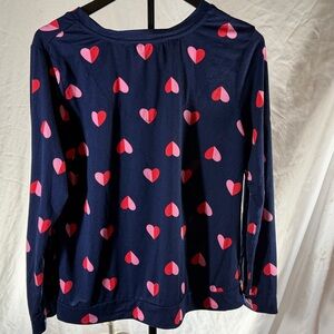 Betsey Johnson Navy Top with Red Accents Size Medium Valentines Day Soft Cozy
